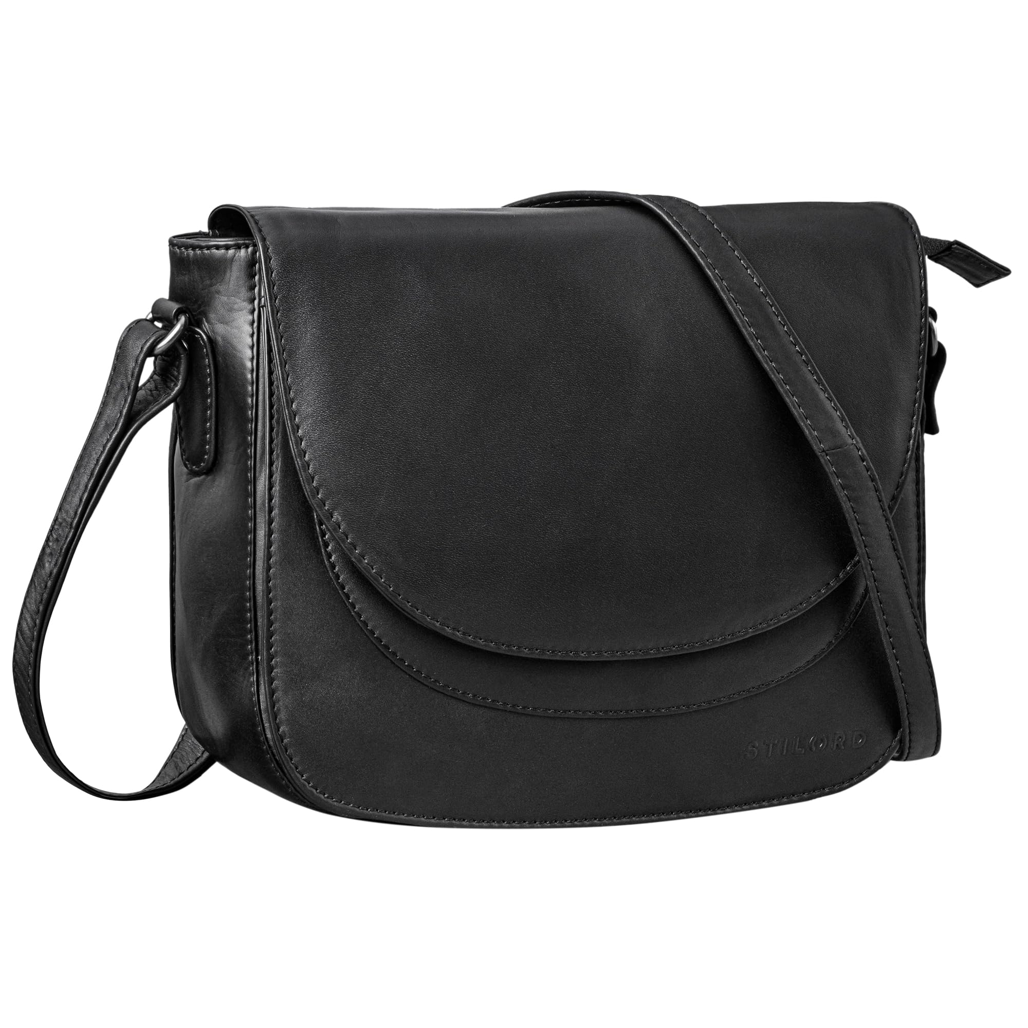 STILORD "Fleur Umhängetasche Damen Leder Mittel-Groß - Elegante Echtleder Handtasche zum Umhängen mit Magnetverschluss - Ideal als Freizeittasche mit Anti-Diebstahl Fach Farbe:luino - braun