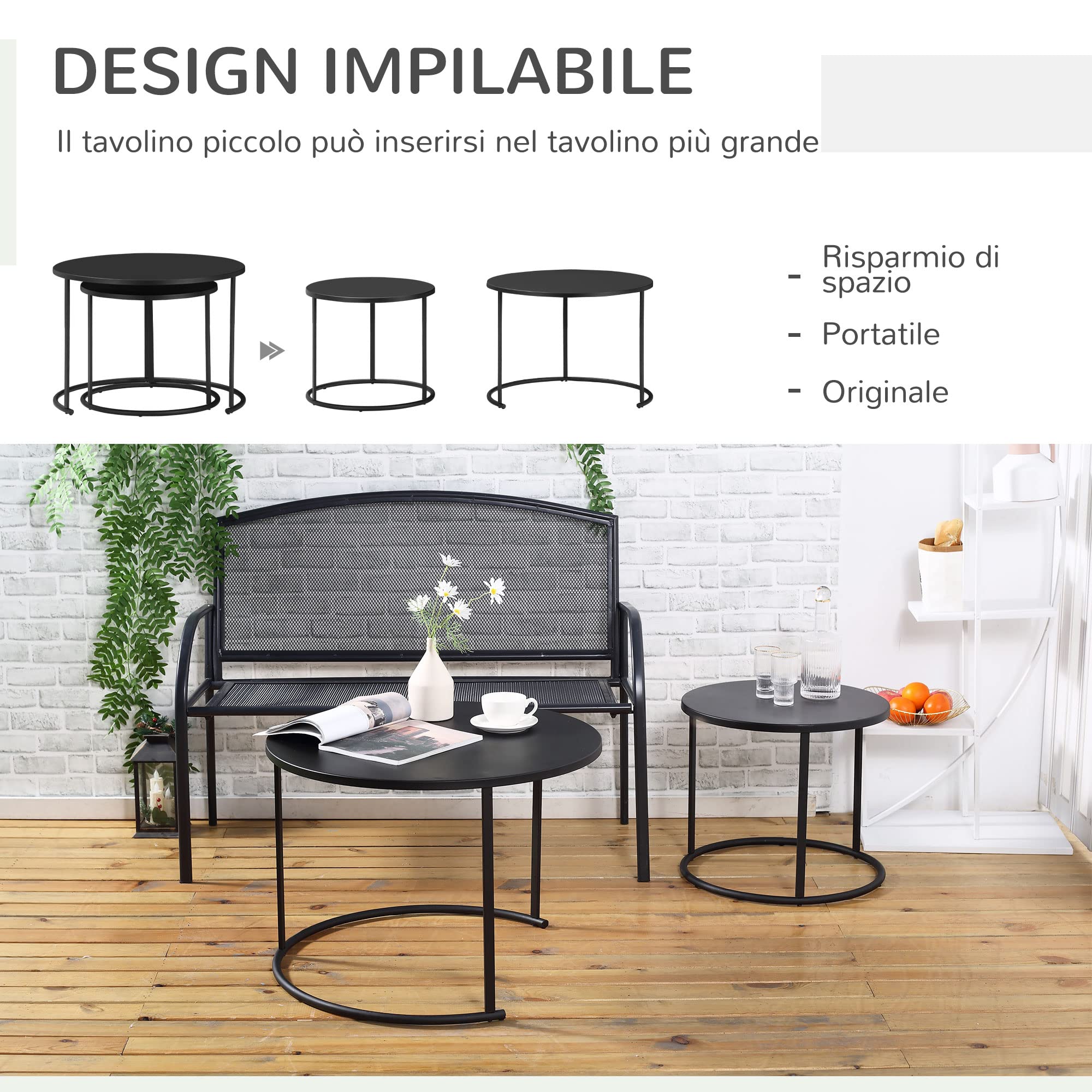 Tavolino Da Esterno Con Piano In Vetro - 100x50x35 Cm, Design Moderno Per Giardino E Terrazza