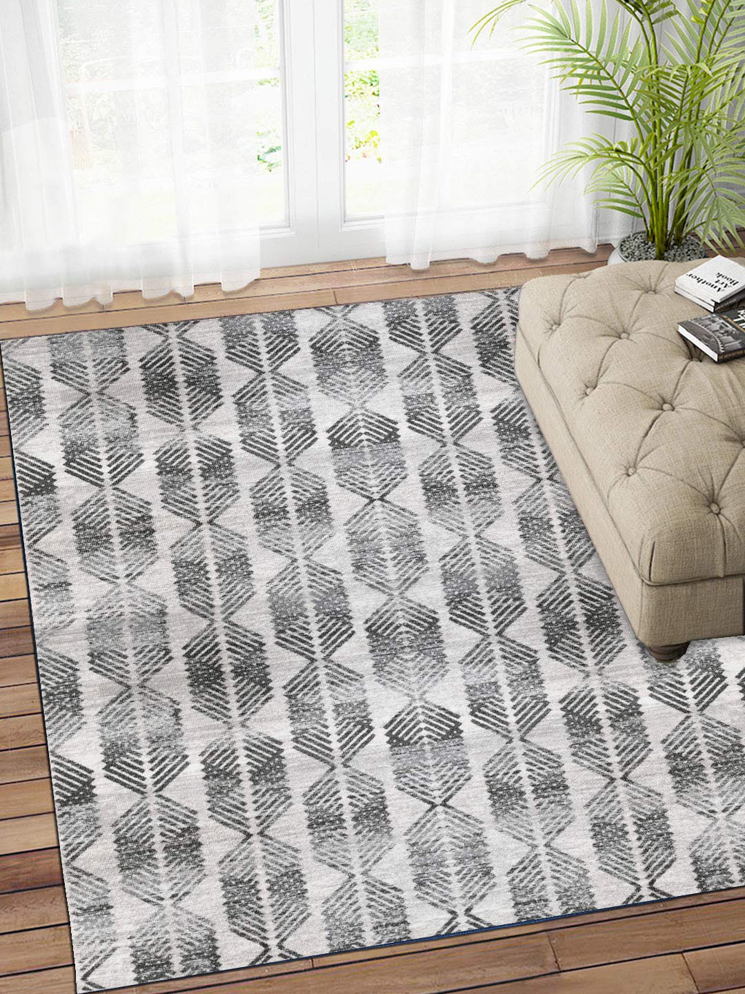 Status Contract 3D Printed Perfect Rugs for Living Area | Rug and for Bedroom |Rug and for ining Table Rug Floor with Anti Slip Backing (3 x 5, Grey)