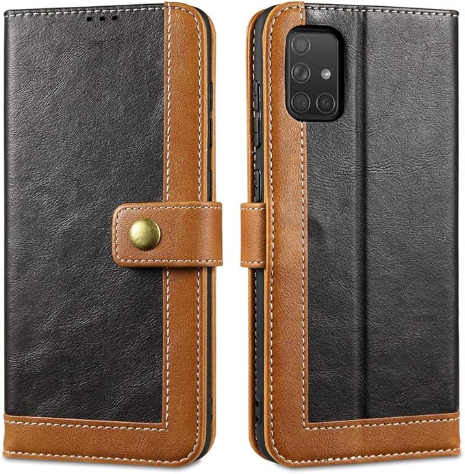 LENSUN Samsung Galaxy A71 Case, Flip Leather Wallet Phone Case Cover