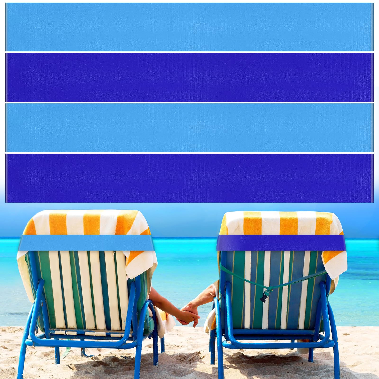 Boao 4 Pack Beach Towel Bands for Chair, Elastic Strap,Bright Style