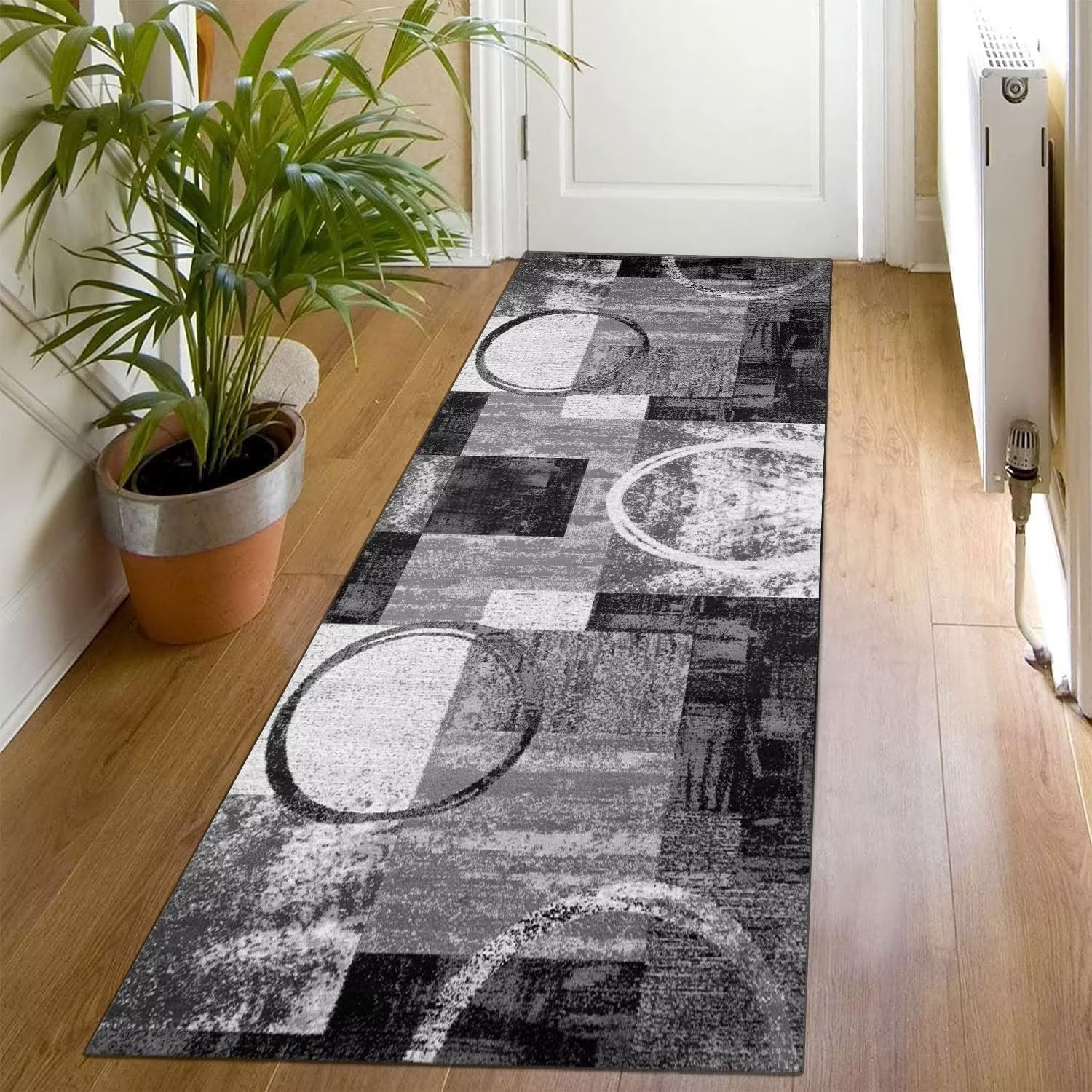 Tappeto antiscivolo extra lungo grigio, 80 x 300 cm, per corridoio, lavabile, antiscivolo, tappetino da ingresso per cucina e stanza
