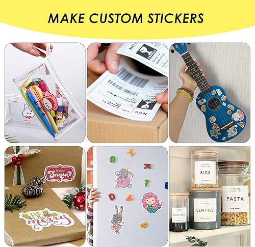 Miniatura 8 de Papel adhesivo de vinilo imprimible para impresora de inyección de tinta, 20 hojas de papel adhesivo impermeable blanco mate, papel adhesivo