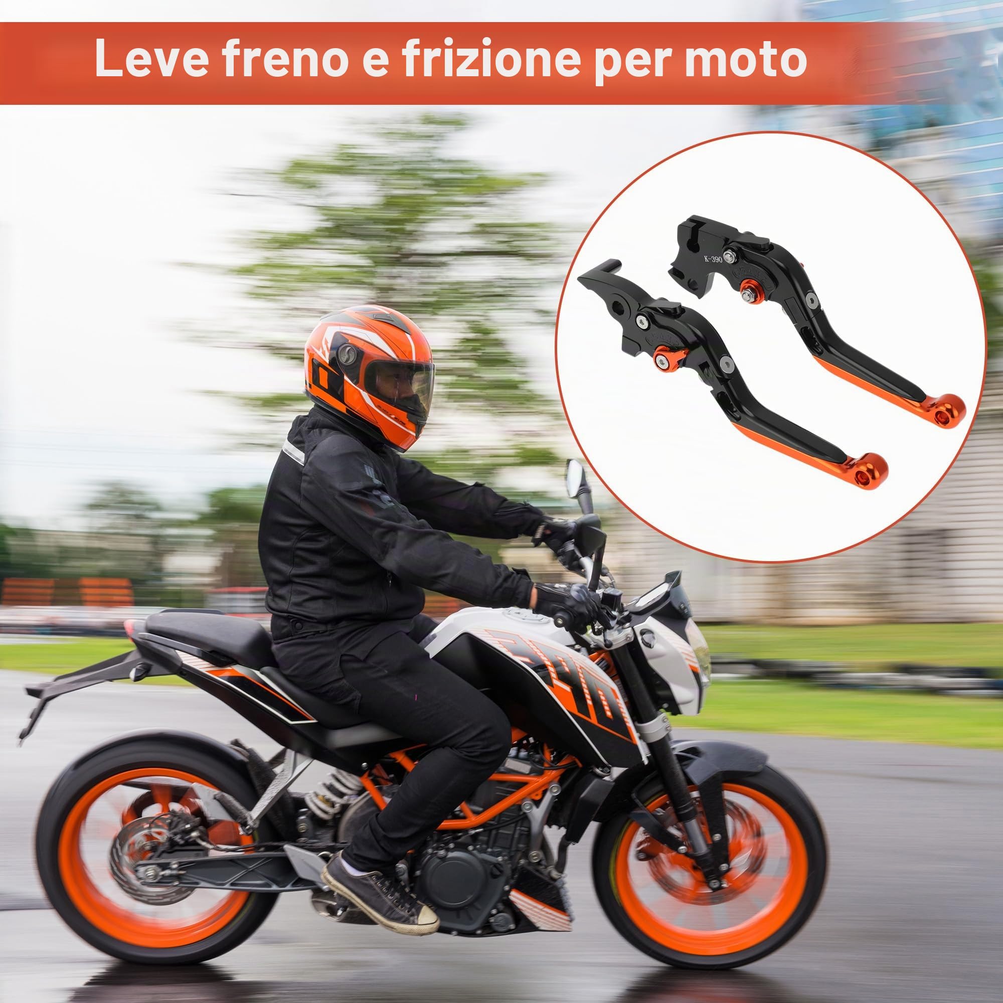 Leve Del Freno E Della Frizione Corte Per Moto Per KTM RC125 RC200 RC390 Leva Del Freno Per Manubrio Per KTM Per DUKE 125 Per DUKE 200 Per DUKE 390 Alluminio Nero E Arancione