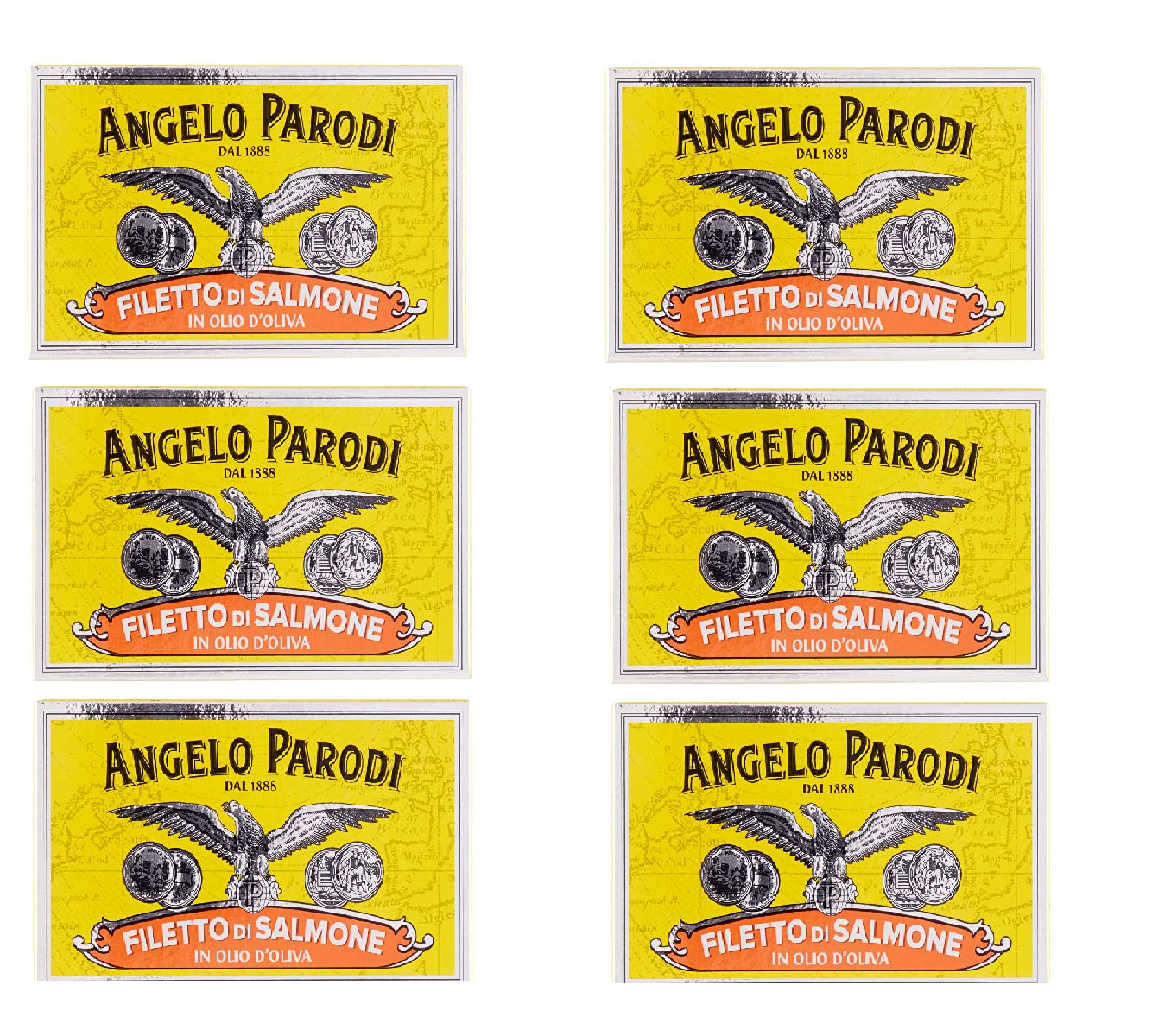 Zeus Party Filetto di Salmone in Olio D'Oliva Angelo Parodi - 6 Confezioni da 120g Peso da Sgocciolato 80g