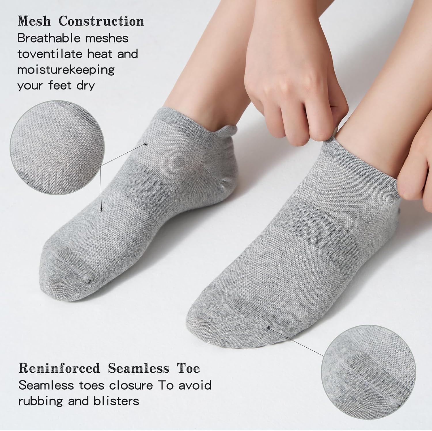 Ankle Socks Women's and Mens - 6/10 Pairs Low Cut Tab & No Show Athletics Running Socks - Image 6