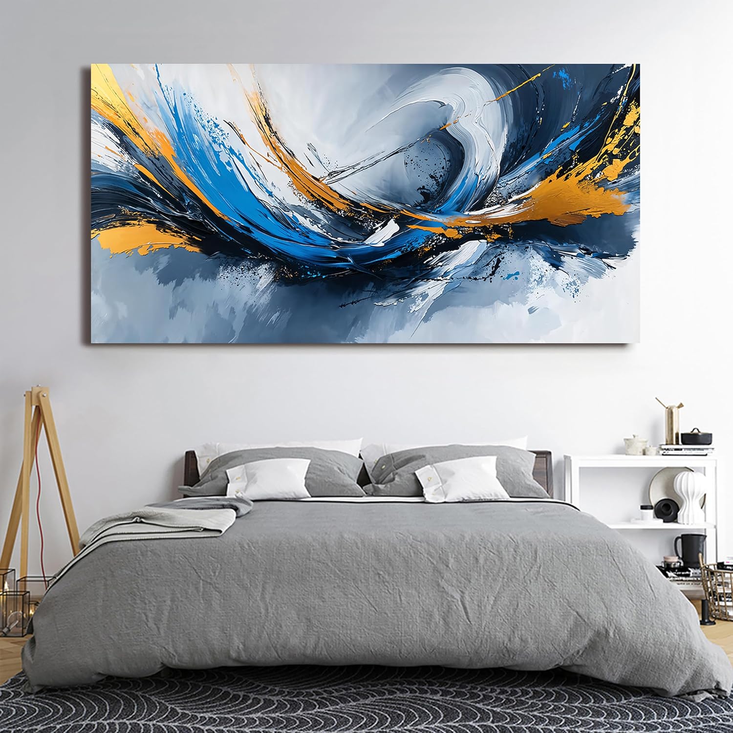 Canvas Wall Art Decor Modern Abstract Aesthetics Wall Art For Living Room Decor Gold And Blue Abstract Art Wall Decorations Artwork For Walls Canvas Prints For Bedroom Office Wall Decor 20×40 Inch