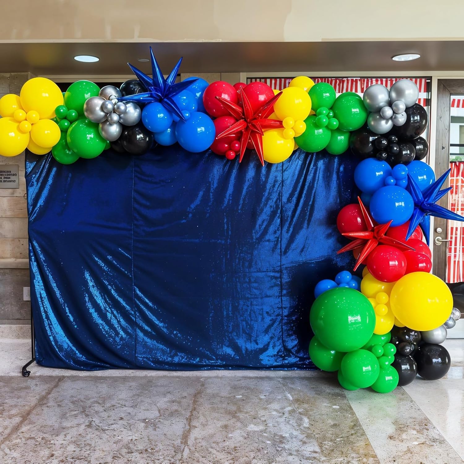 Black and Red Yellow Blue Balloons, 12 Inch Black Red Yellow Blue Green Metallic Silver Confetti Balloons with Star Foil Balloon for Boys Graduation Birthday Baby Shower Party Decorations - Image 6