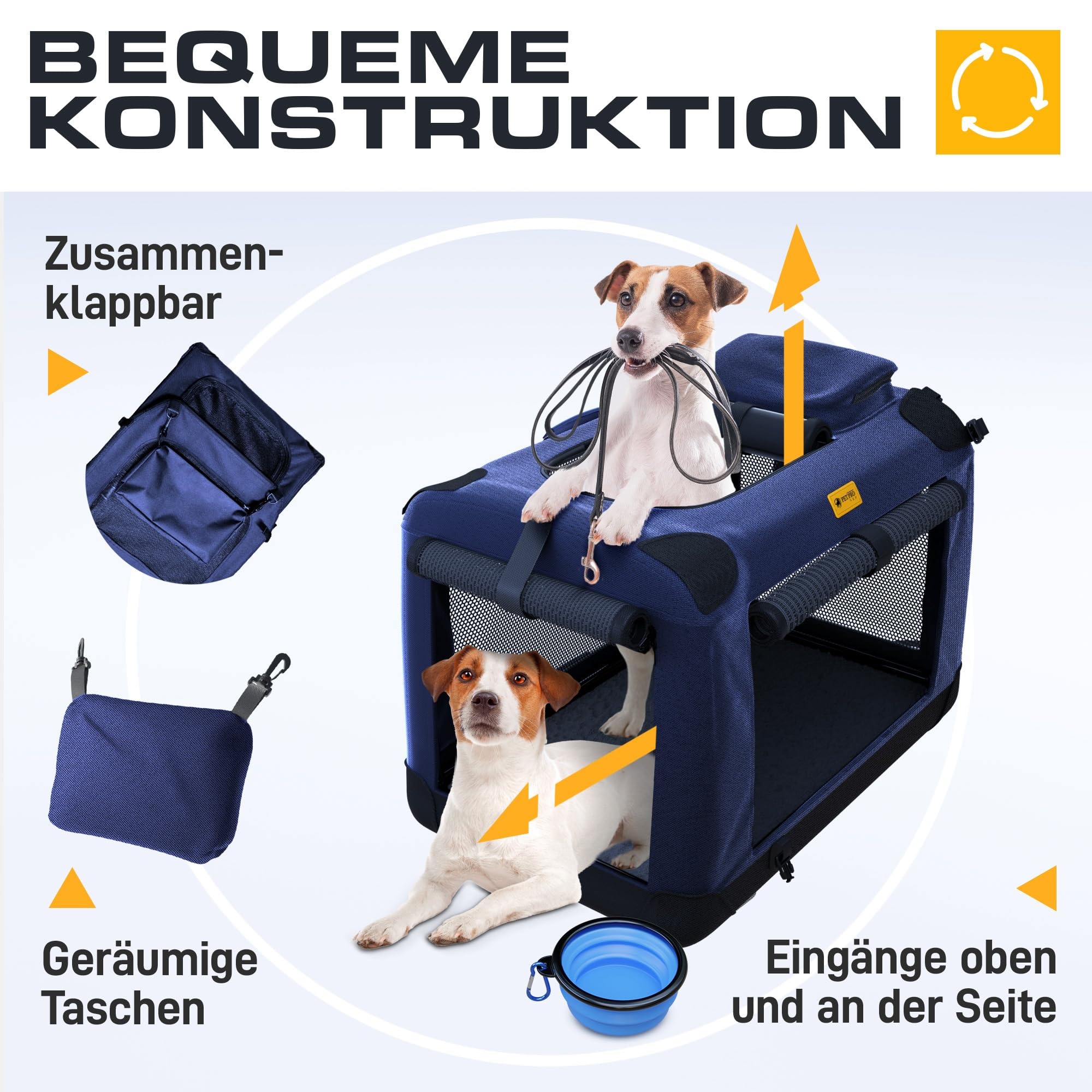 PETPROVED Faltbare Hundebox Auto für Mittlere Hunde - Transportbox Hundetransportbox