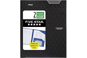 2 Pocket Folder, Black, Five Star Durable Stay-Put Folders, Keep Important Paperwork...