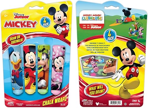 Miniatura 2 de JA-RU Disney Sidewalk Chalk Sticks (1 unidad) Mickey & Minnie. Tiza de suelo y tabla, juguetes para exteriores, tiza gigante, juego de arte lavable