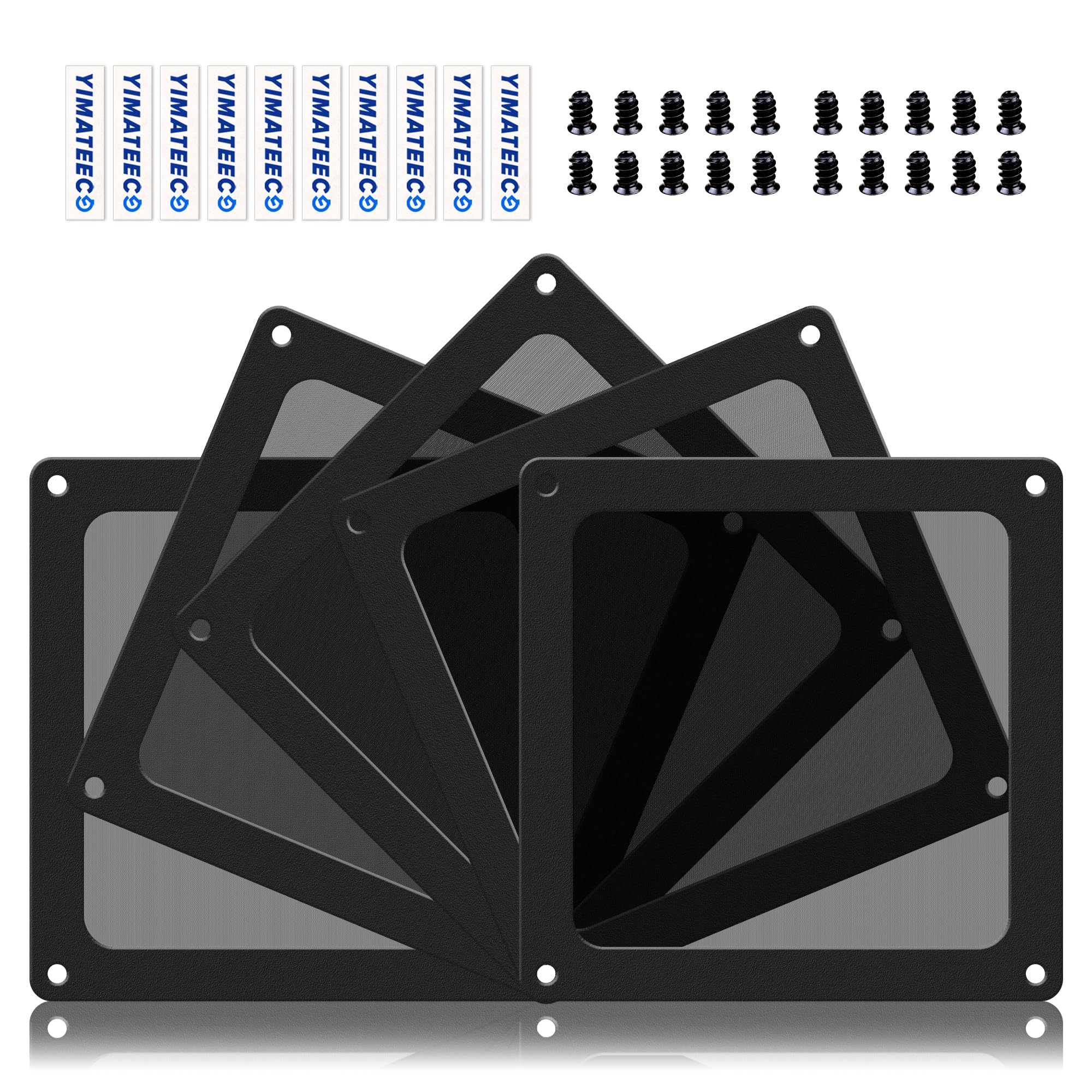 YIMATEECO Dust Filter PC 90mm for Computer Cooler/PSU/Routers Nylon 80 Mesh, Magnetic Frame PC Fan Dust Mesh Cooler Filter Dustproof Computer Fan Grills (Nylon, 90 * 90mm, 5pcs, Black)