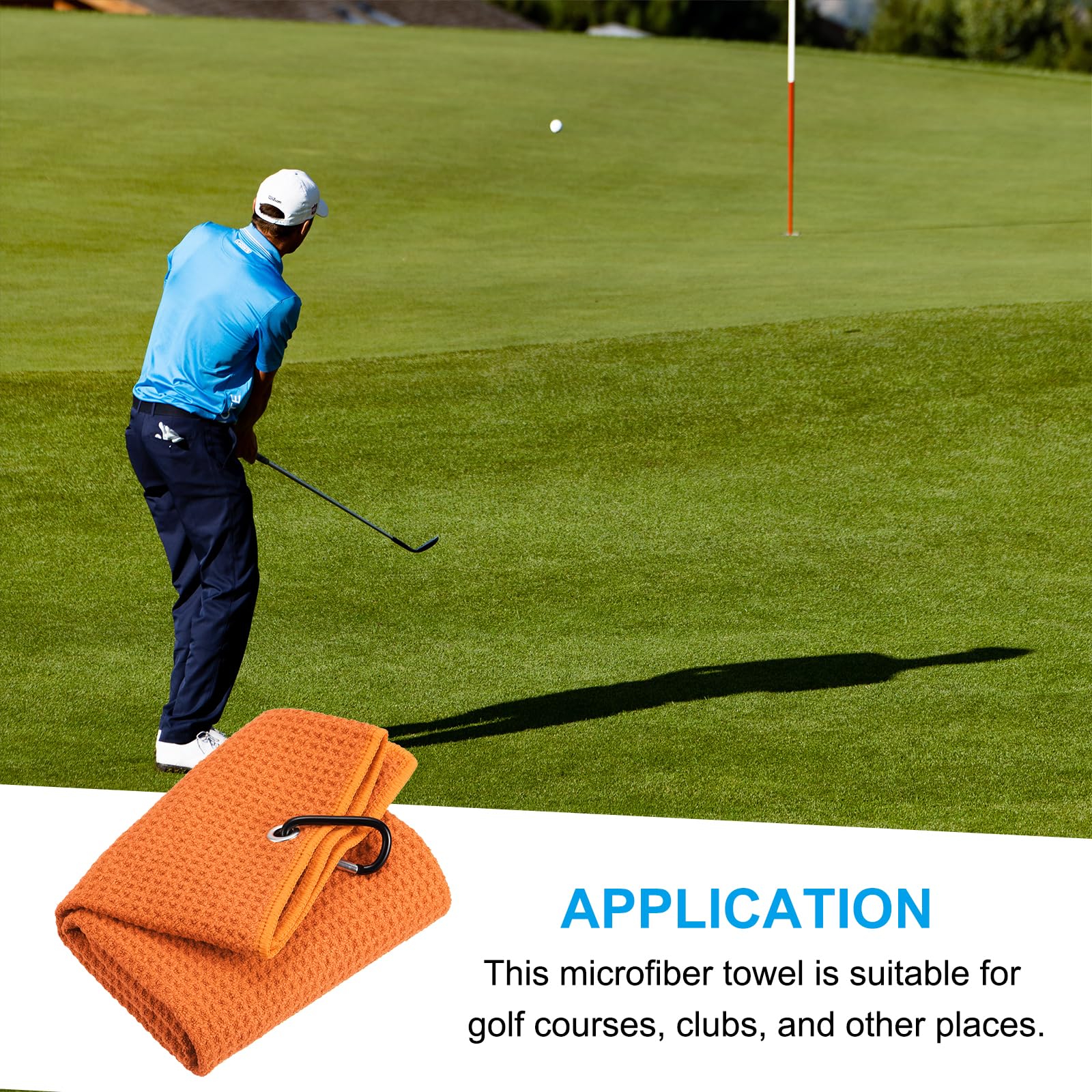 PATIKIL 12"x12" Tri-Pli Golf Serviettes, 2 Paquet Gaufre Motif Serviettes Doux Fibre Fort Eau Absorption avec D Pince pour Golf Amoureux, Orange