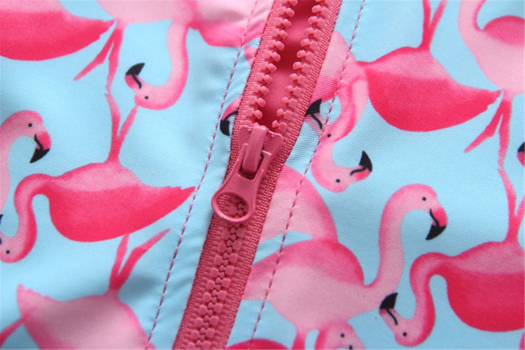 Baby Infant Toddler Girls One Piece Flamingo Print UPF 50+ Sun Protection Zip Swimsuit with Sun Hat 18-24 Months/Tag M