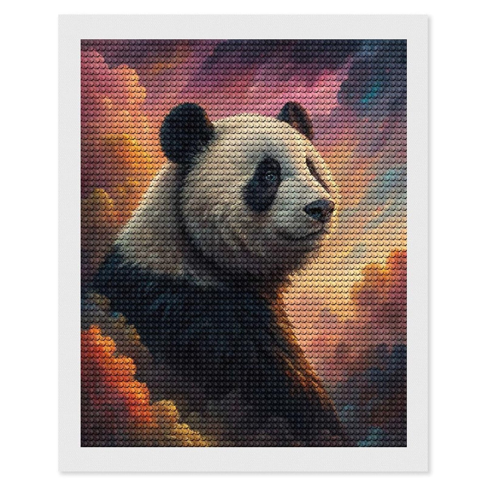 Junmoney Panda in A Cosmic Sky Diamond Art Canvas 16"x20", for Adults, Pleasing Wall Art Project, Modern Decor, Gift Idea, Nice Detail and Sparkle