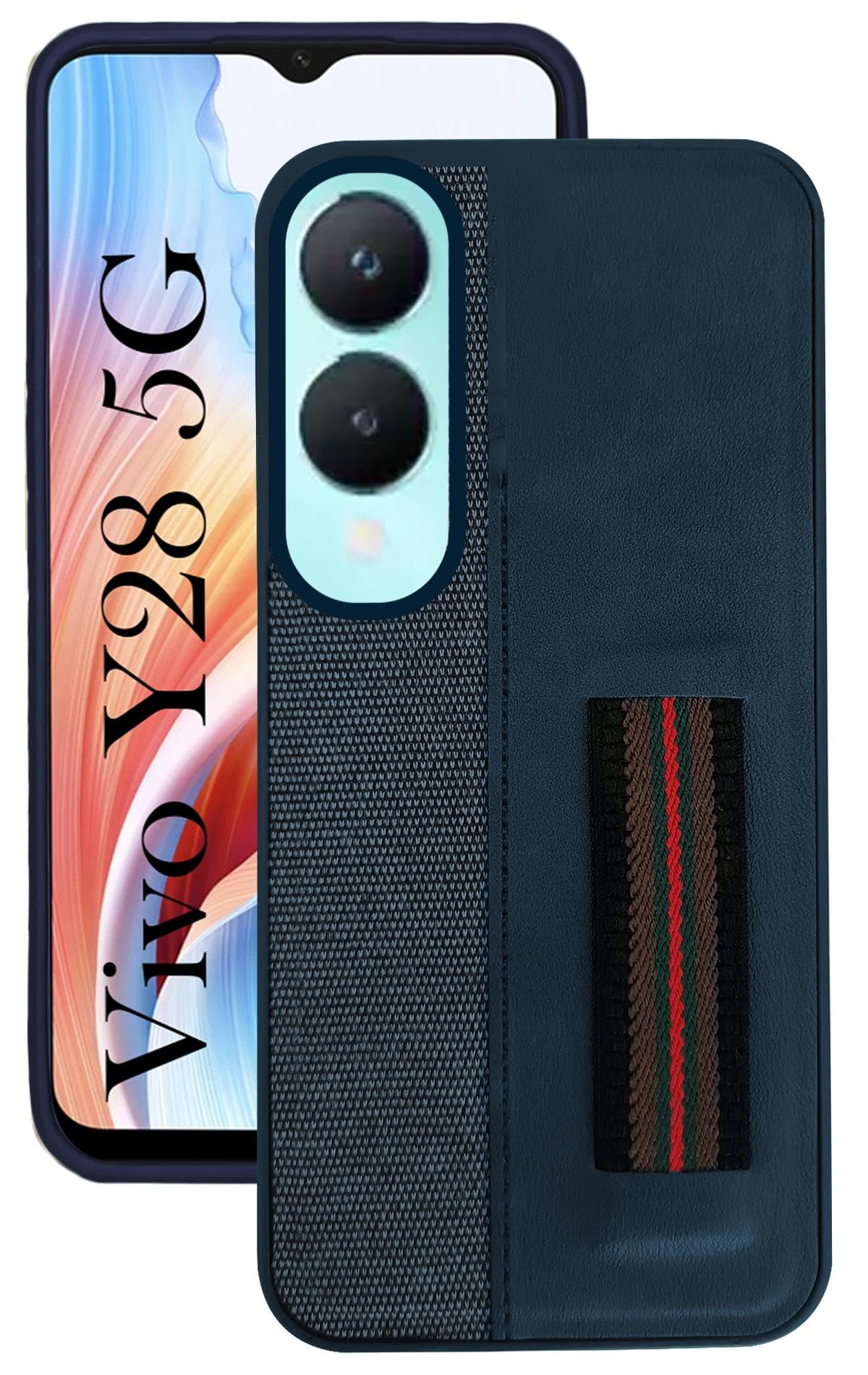 Jkobi Back Cover Case for VIVO Y28 5G (Professional PU Leather | Strip Chain Holder Socket | Blue) (B0CTJVBYKW) Amazon Price History, Amazon Price Tracker