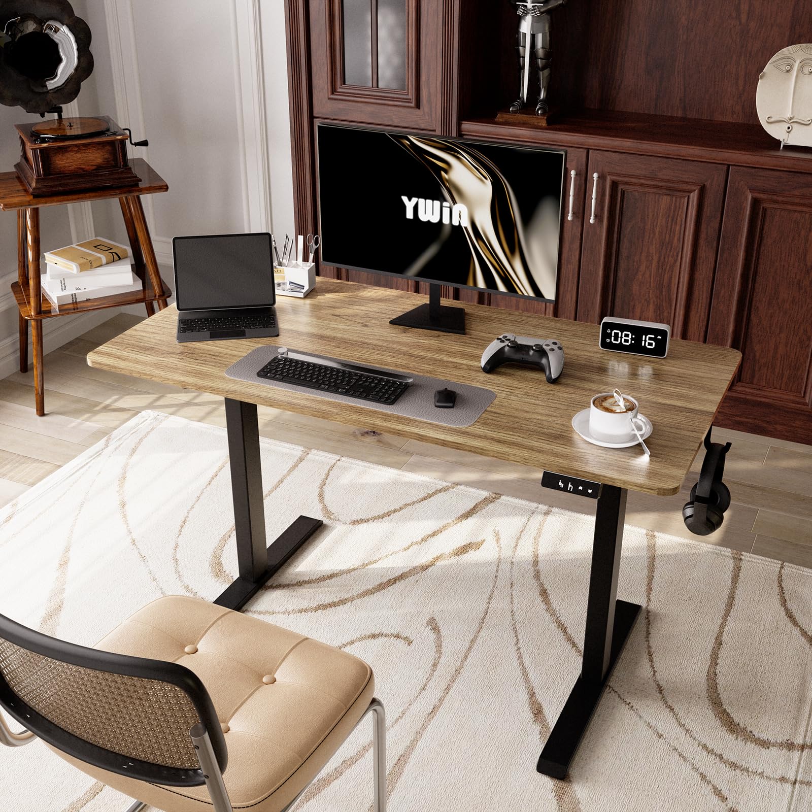 Ywin Electric Standing Desk - 63x24 Inches Adjustable Height Desk With Wheels, Sit Stand Workstation For Home Office