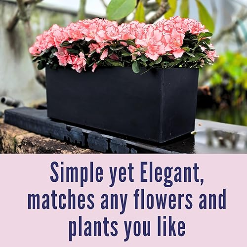 Miniatura 5 de LaLaGreen - Macetero para plantas de interior (14 pulgadas, 2 unidades), color negro, rectangular, con riego automático, macetas con drenaje,