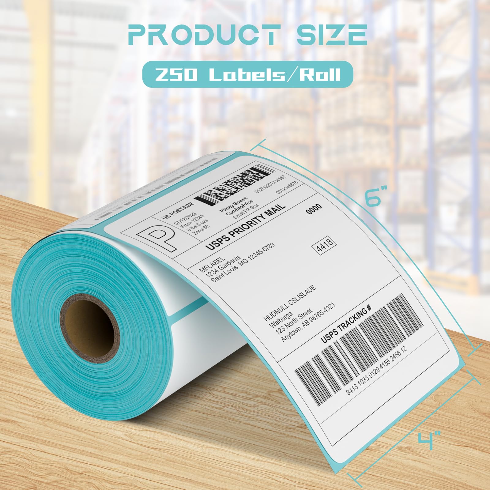 MFLABEL Direct Thermal Shipping Labels 4x6 Commercial Grade 80 Rolls (250 Labels/Roll)