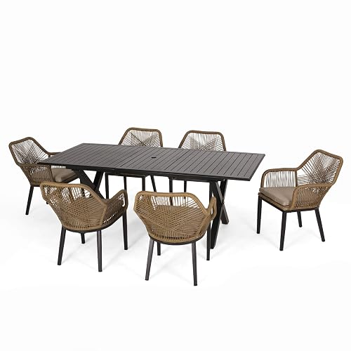 Christopher Knight Home Fromberg Outdoor Dining Sets, Beige + Light