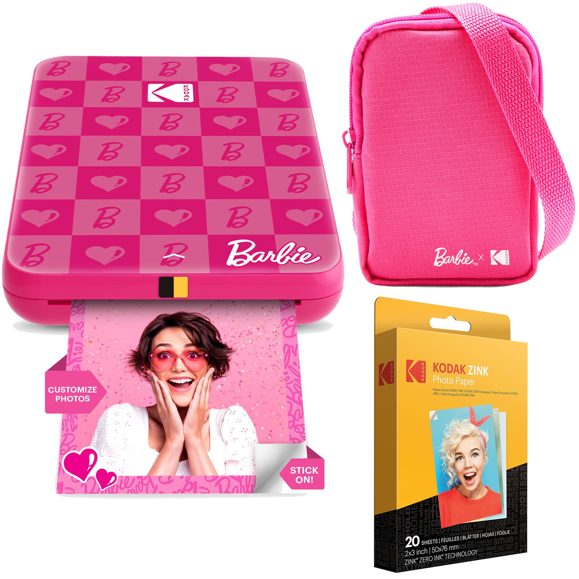 KODAK x Barbie Step Slim Wireless Instant Portable Photo Mobile Printer Barbie Starter Bundle (Iconic Style)+ Barbie Deluxe Camera Case + Zink Paper (20 Sheets)-picture-28