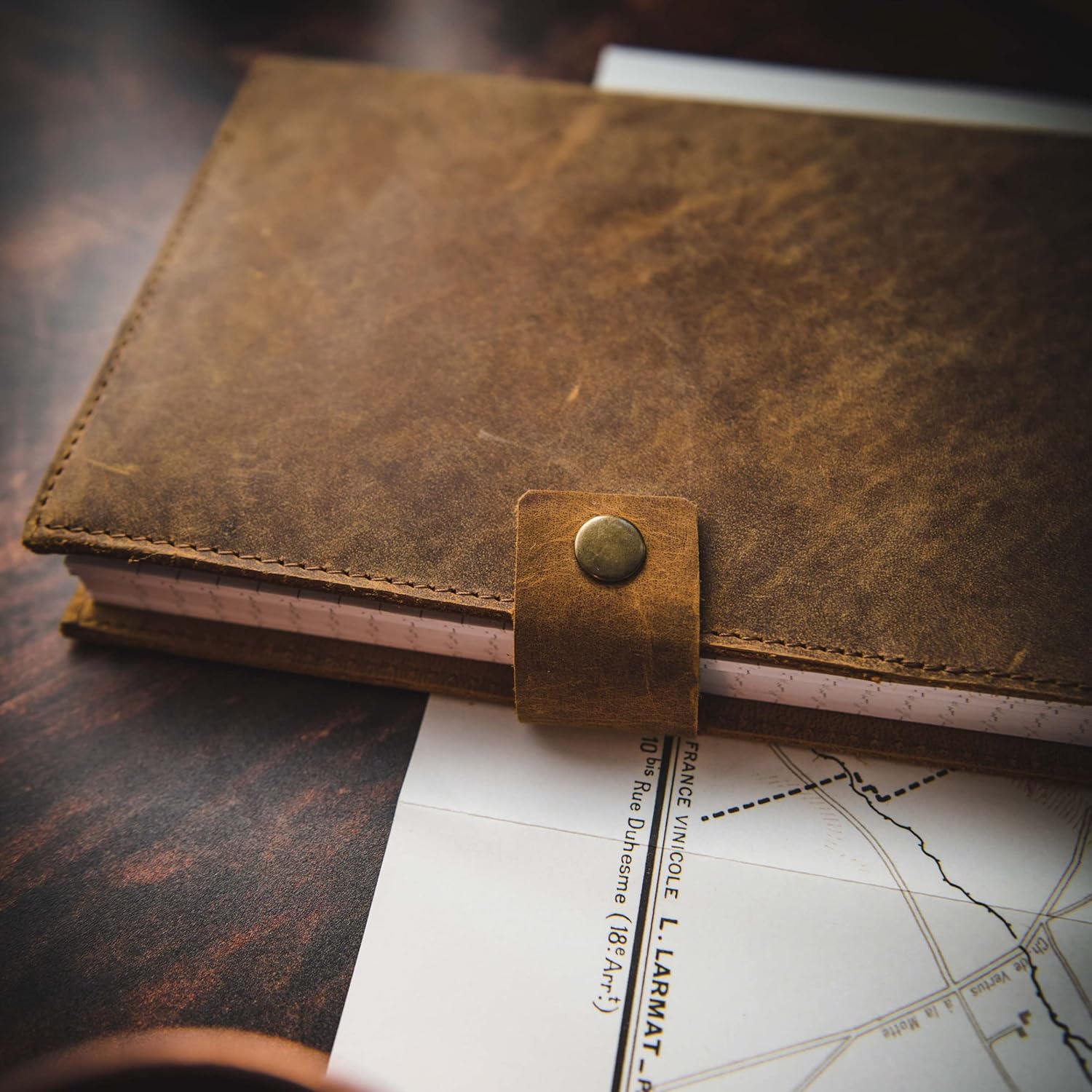 Modest Goods Refillable Leather Journal | Premium Lined A5 Notebook Cover | 200 Ruled Writing Pages | Card Holder Slot | Leather Bound Journals for Men & Women, Best Gift Travel Diary, Cool Planner