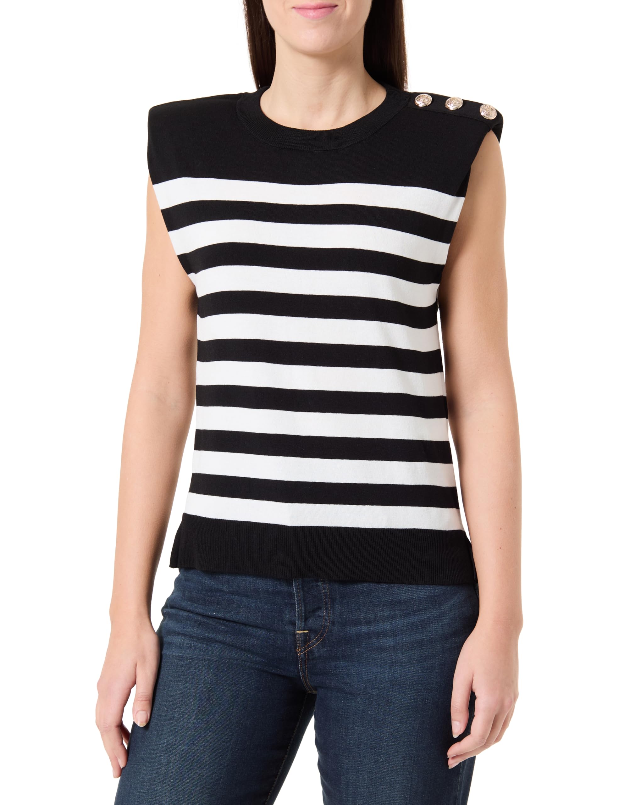 Morgan Women's 252-mrani Sweater, Black/Off White, M