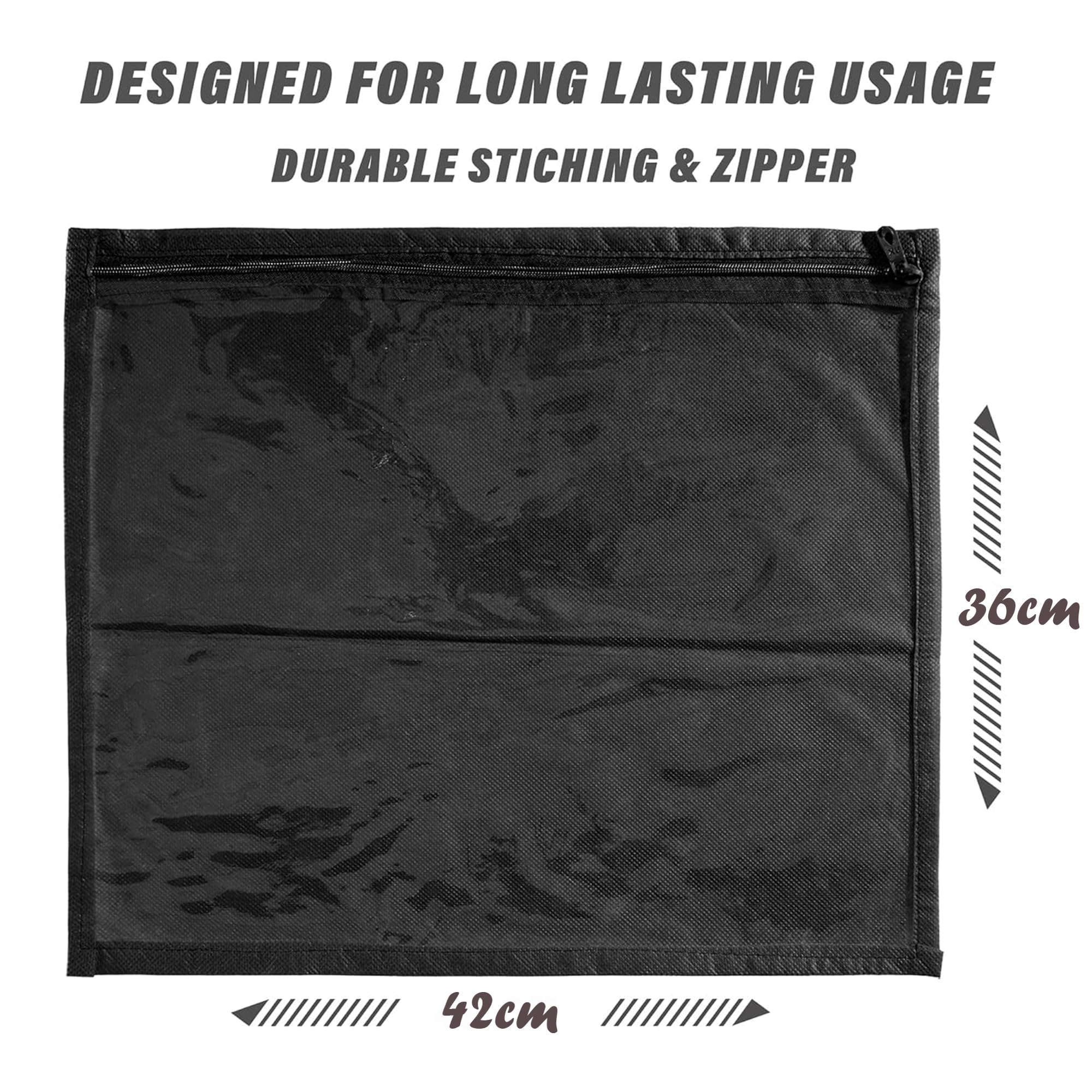 Kuber Industries 72 Stück Sari-Abdeckungen, Kleiderverpackungstaschen mit Reißverschluss, Sare-Taschen zur Aufbewahrung, Kleider-Organizer für Kleiderschrank, Schwarz