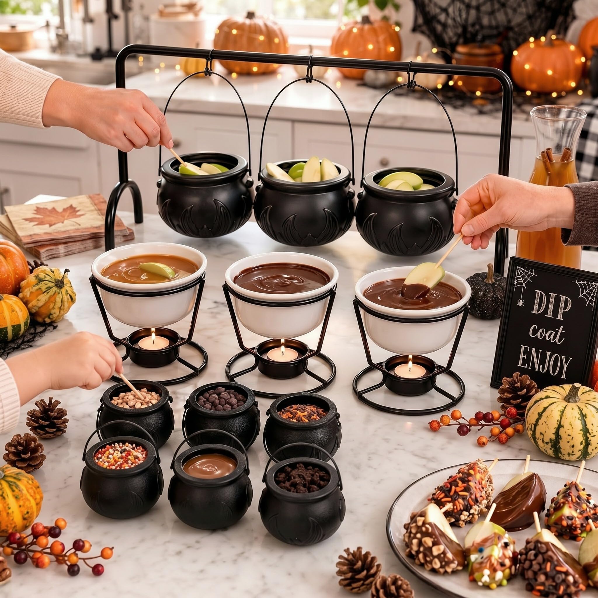 SiliFine 216 Pcs Halloween Caramel Apple Bar Kit Halloween Party Supplies
