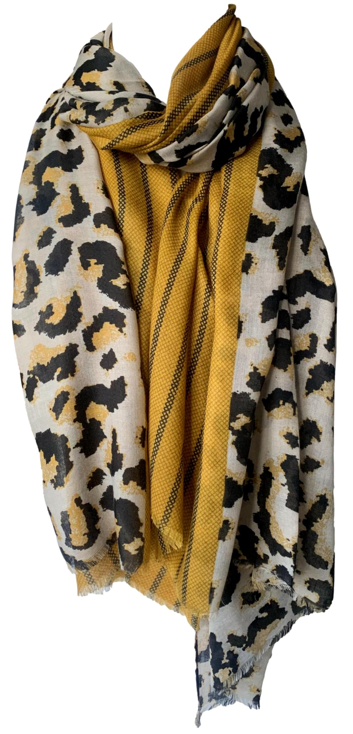 Purple Possum Women's Yellow, Mustard, Mustard Yellow Purple Possum® Leopard Print Scarf Mustard Yellow Beige Animal Print Lightweight Wrap Large Shawl