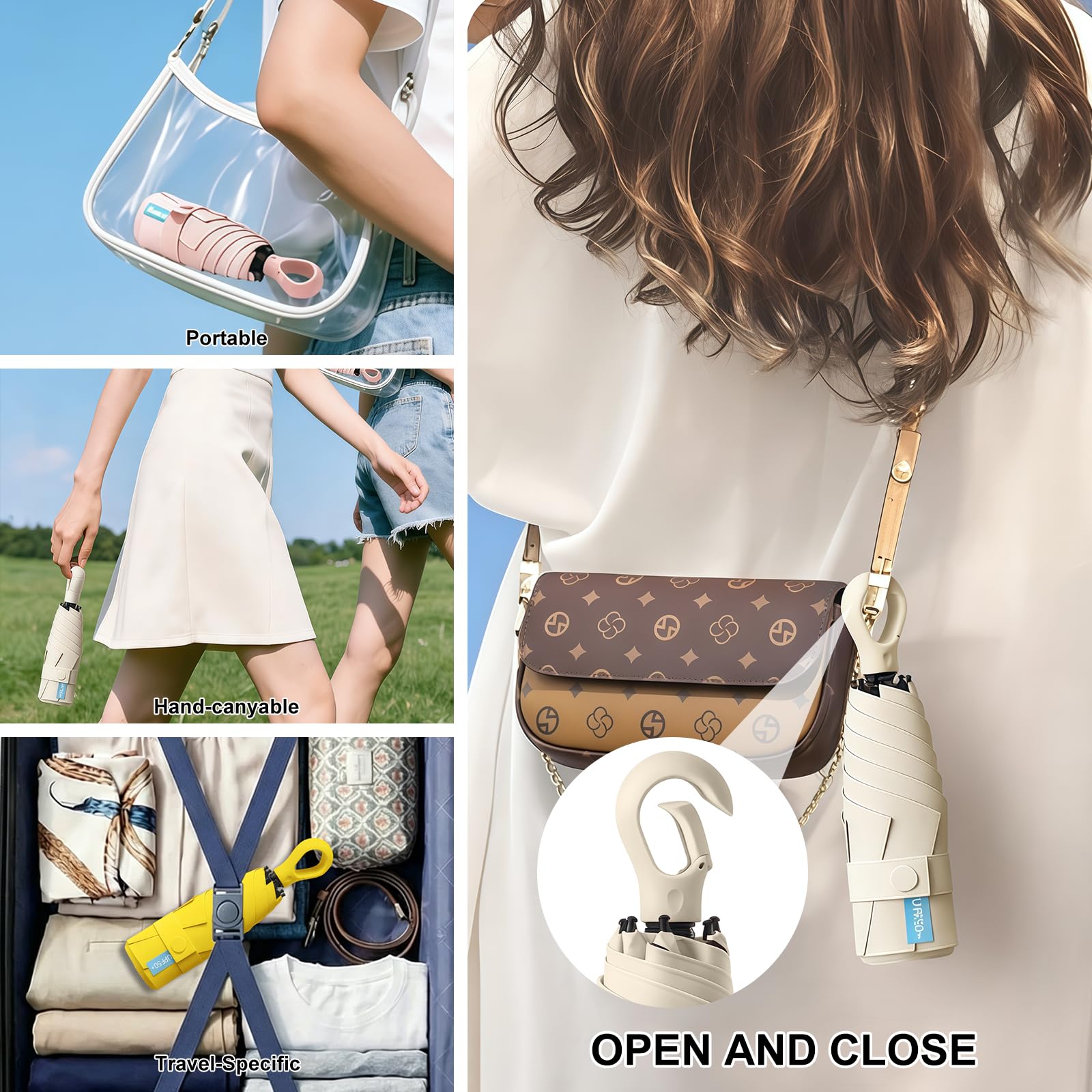 Ombrello Mini Compatto Tascabile – Anti UV per Pioggia e Sole, Ombrello da Viaggio Portatile, Piccolo Impermeabile per Donna Unisex