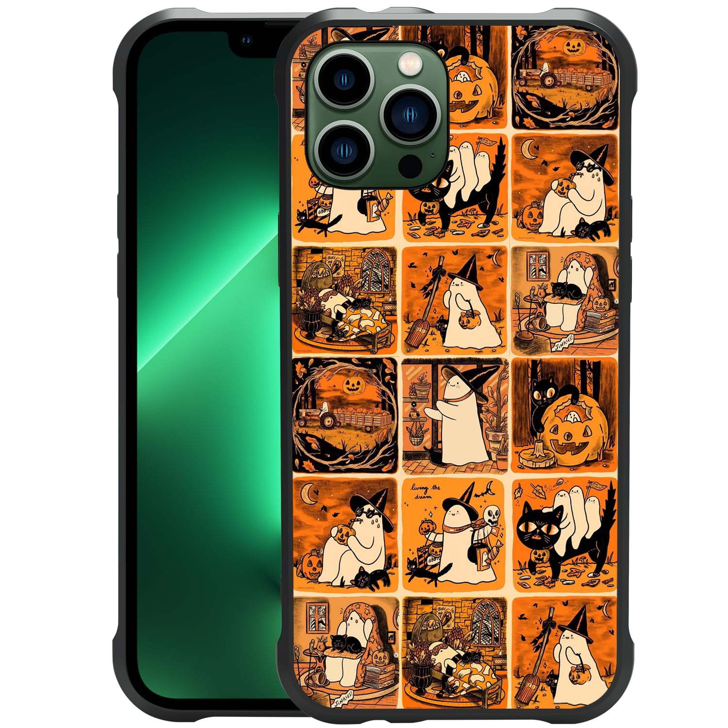 Case for iPhone 13 Pro Max Case,Halloween Anime Pumpkin Boo Pattern Case for iPhone 13 Pro Max Cases for Girls Women [Anti-Scratch] Soft TPU Shockproof Design Cover Case for iPhone 13 Pro Max（6.7inch）