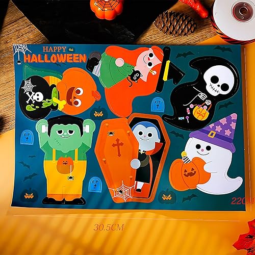 Miniatura 2 de Juego de decoración de dulces de Halloween, 60 bolsas de truco o trato en 3 estilos, 10 tarjetas de papel con bonitas piruletas de estilo de dibujos