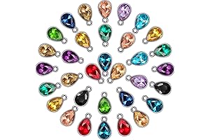 Hicarer 52 Pieces Gemstone Charms Water Drop Pendants
