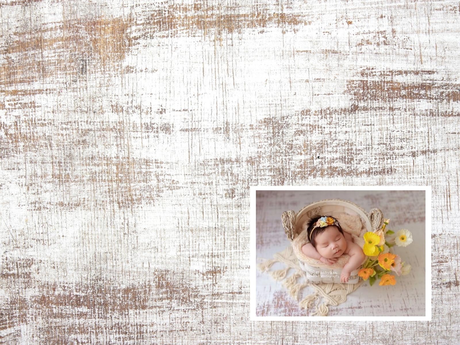 WaW 2.2 x 1.5 m Grunge Shabby White Wood Background for Photo Studios, Vintage Photo Background Newborn Baby Photography