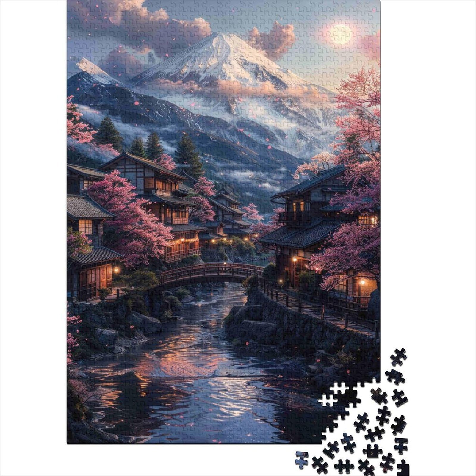 Mountain River Village Jigsaw Puzzle, 1000 Pcs For Adults