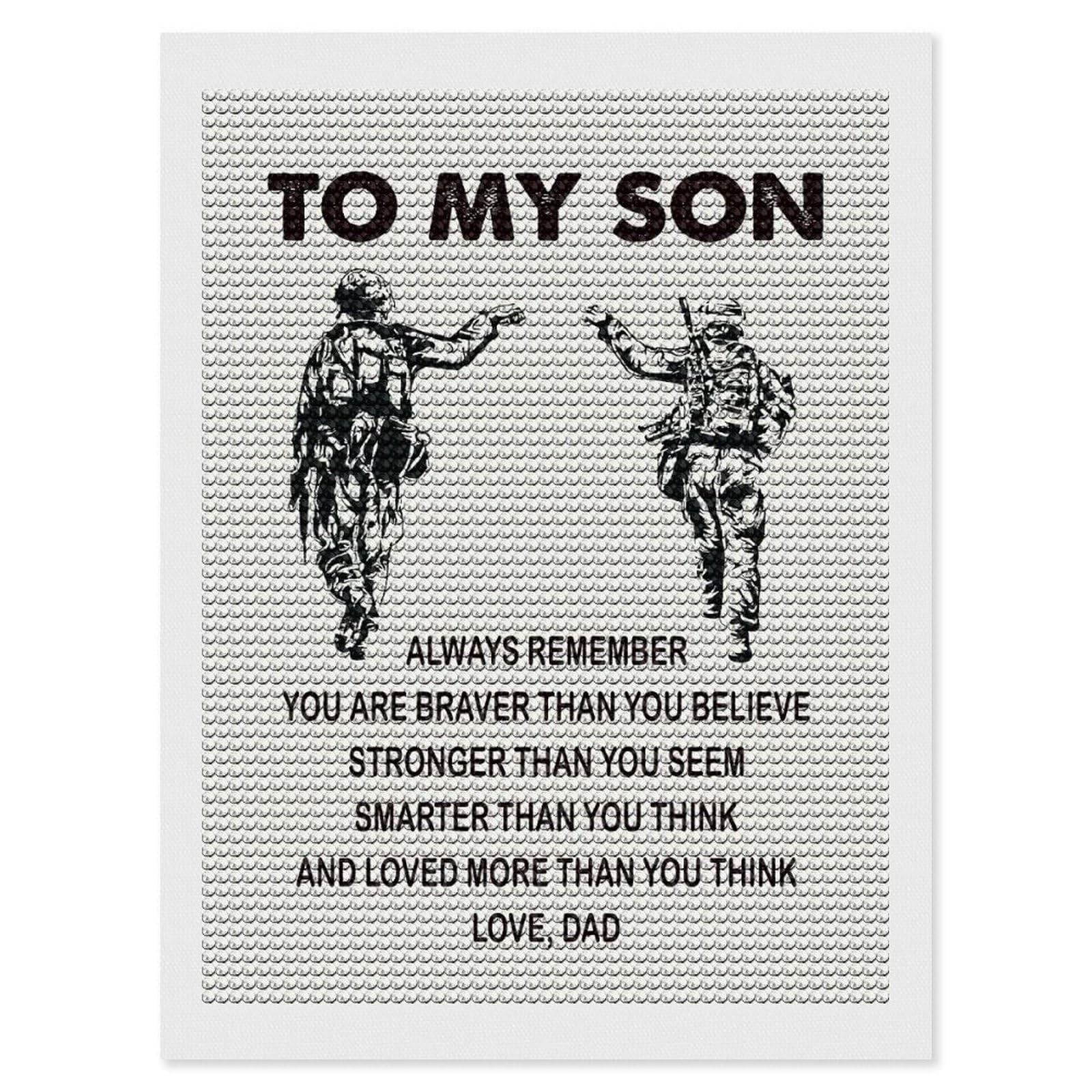 Junmoney to My Son Love Dad Diamond Art Canvas 12"x16", for Teens, Nice Detail and Sparkle, Farmhouse Decor, Festive Craft Gift, Easy to Enjoy