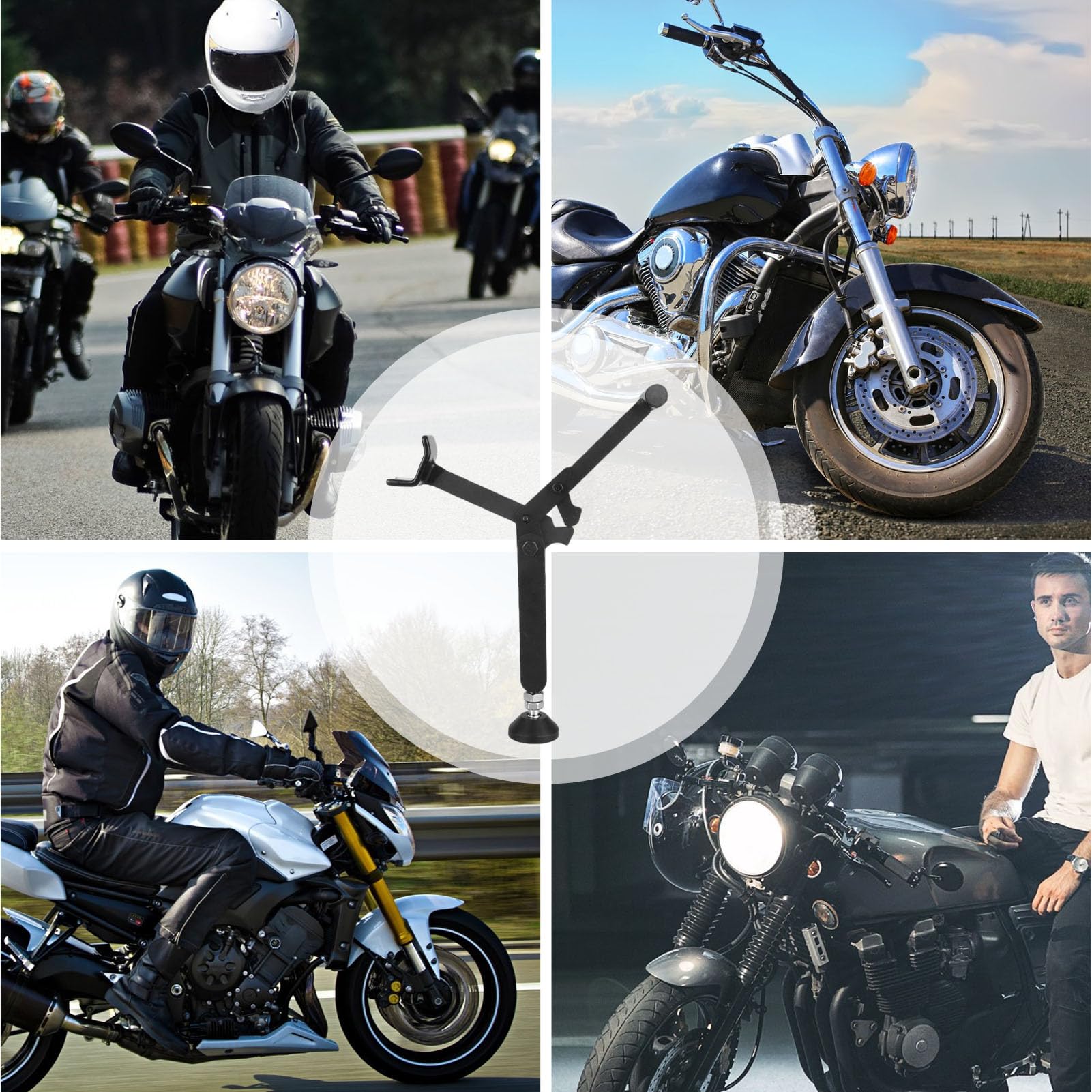 Support de Levage de Roue de Moto, Supports et élévateurs de vélo Tout-Terrain - Support de Roue de Moto antidérapant - Élévateur portatif de Moto de réglage de la Hauteur pour Outil Pratique