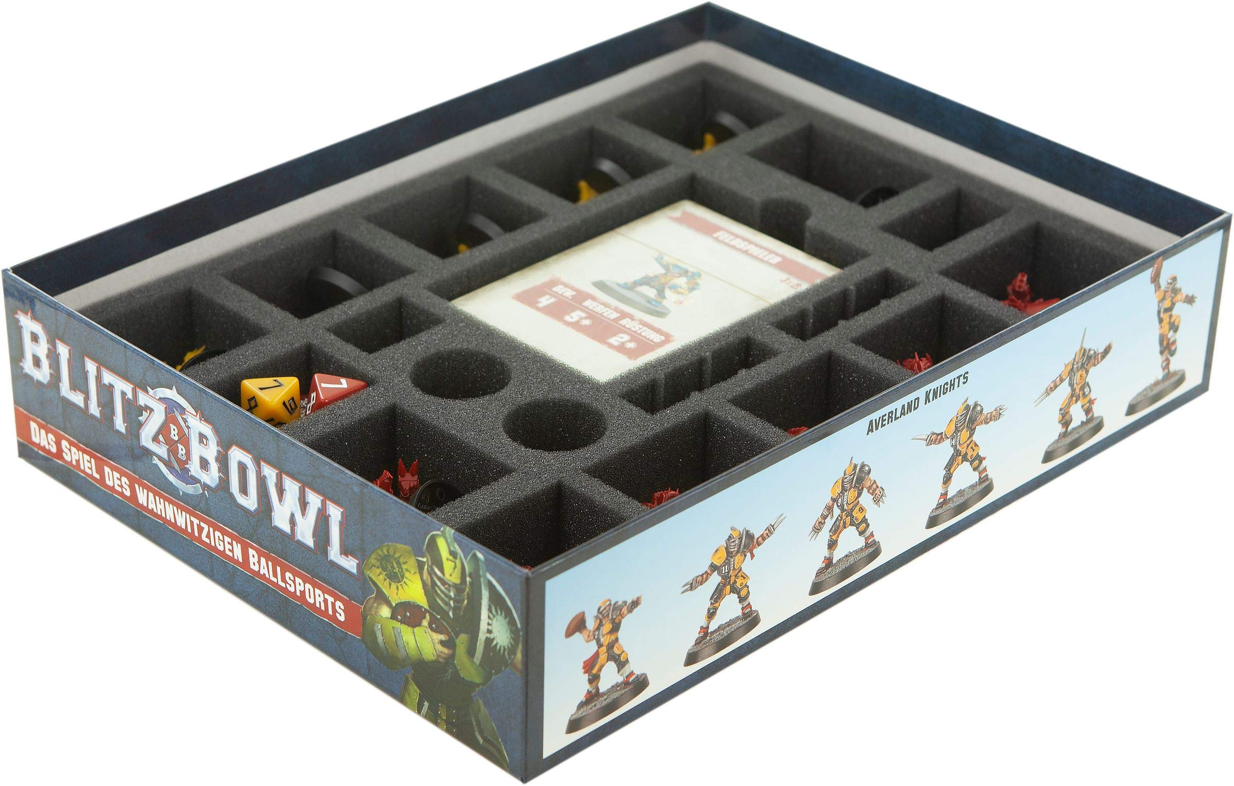 Feldherr Schaumstoff-Einlage Für Blitz Bowl Brettspiel-Box | 20 Fächer Für Miniaturen, Karten & Zubehör