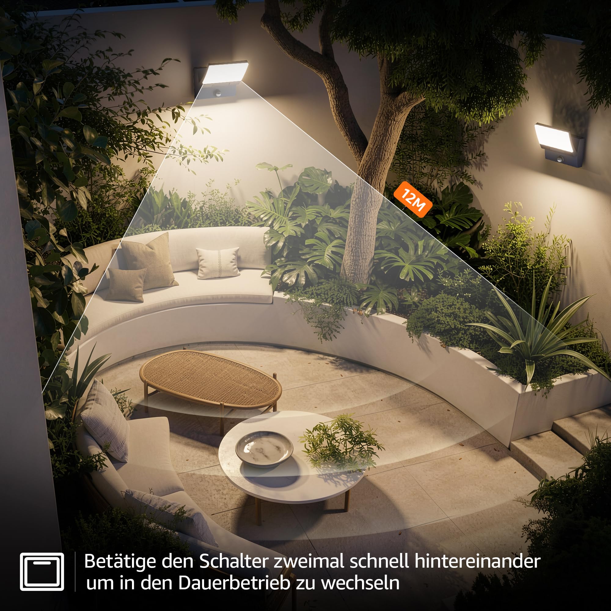 K-Bright 30W Außenwandleuchte mit Bewegungsmelder Anthrazit, 4000K | 150° Schwenkbar Panel, IP65 wasserdicht, Aluminium+PC, 2000LM LED Wandleuchte Innen/Außen für Eingang Terrasse Garten