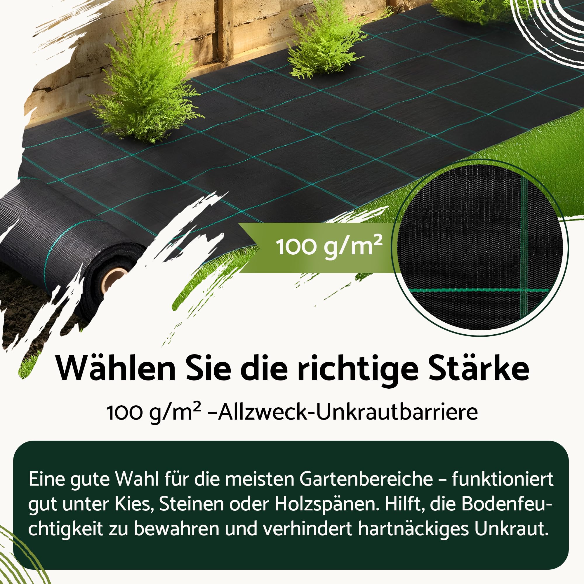 GARDENIX Unkrautvlies mit 50 Anker 100m² (1m x 100m) - Wasserdurchlässig 100g/m² - Schwarz UV-beständig Unkrautgewebe, Unkrautschutzfolie, Bodengewebe, Unterbodengewebe