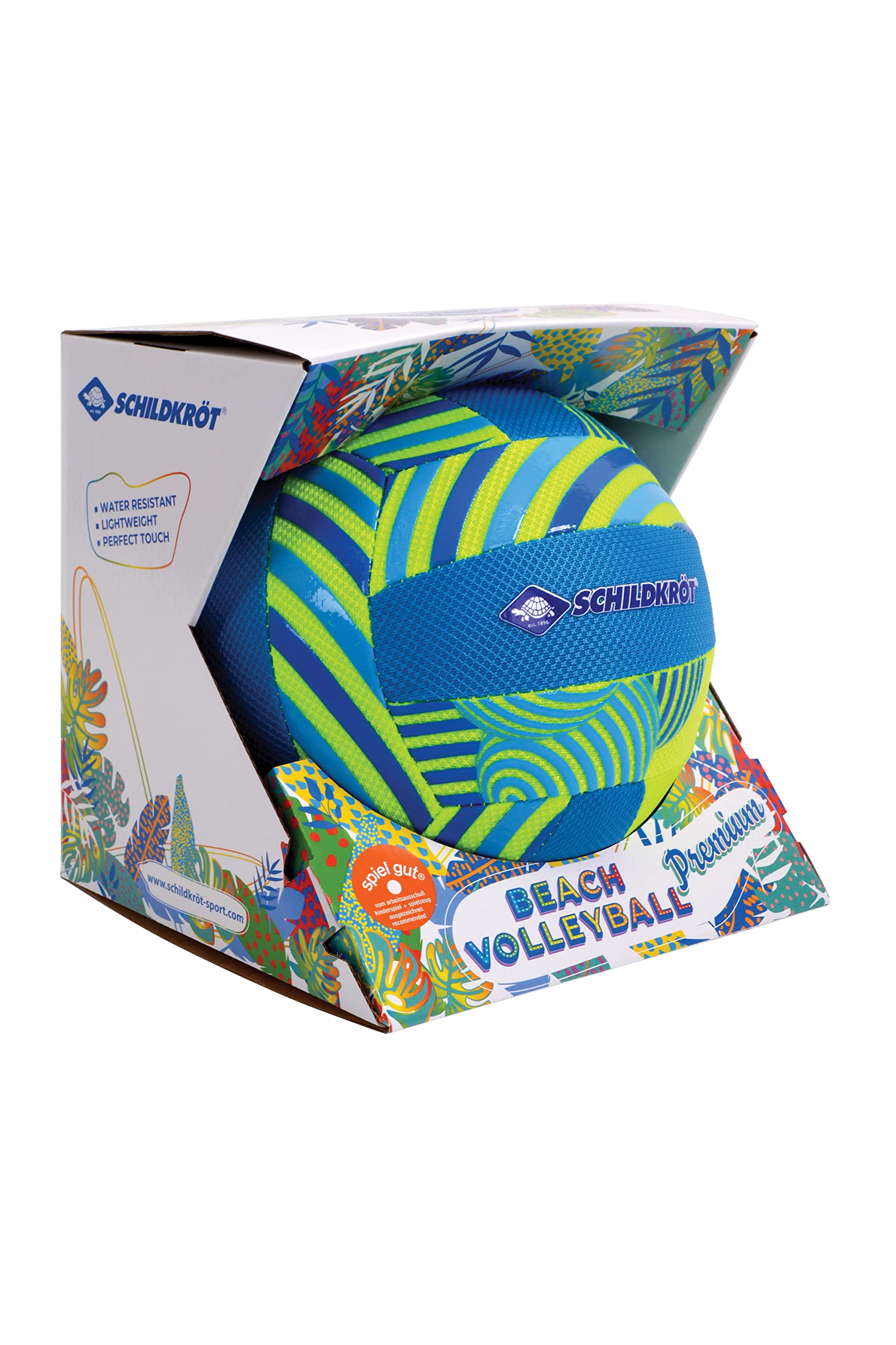 Schildkröt Pallone Premium da Beach Volley, Superficie Tessile con Stampa in Silicone Antiscivolo, Copertura Cucita, Ottime Caratteristiche di Volo, Taglia 5, Ø 21 cm