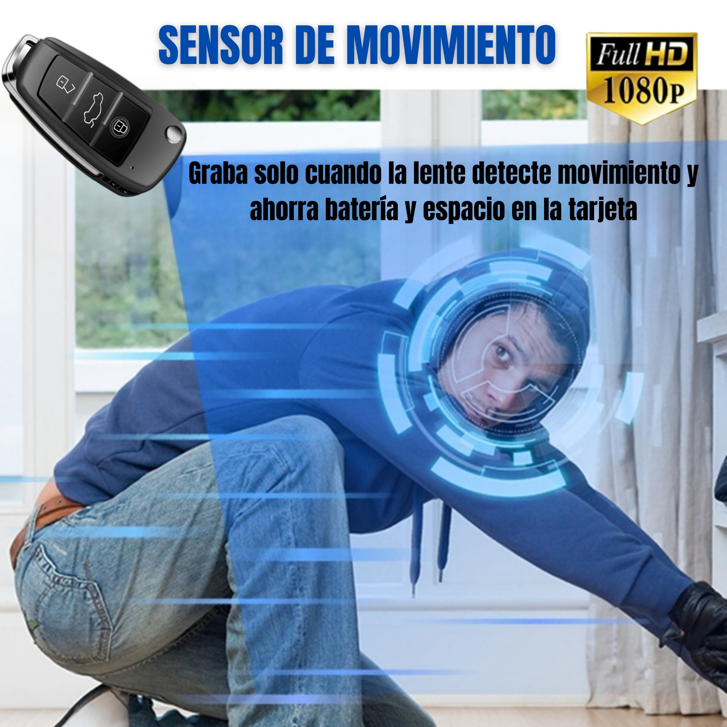 Mini Camara Espia Oculta Camuflada en Llave de Coche, sin Luz al Grabar (FULL PACK 2MP Super HD con MicroSD 32GB, LECTOR LED, OTG para Ver en Móvil y Carga USB-C)Sensor de Movimiento y Visión Nocturna - 4