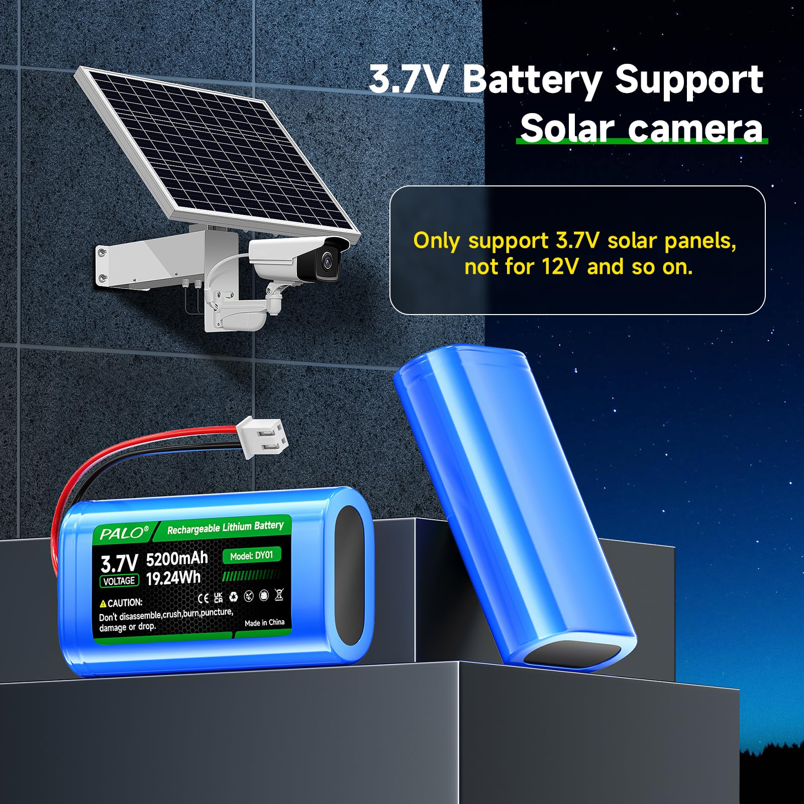 3.7V 5200mAh XH2.54/2P Batteria Connettore, Batterie Litio Riutilizzabili 2 Pezzi per Auto Giocattolo RC, Telecamera Wireless Solare, Altoparlante Wireless, Luce a Led Esterna