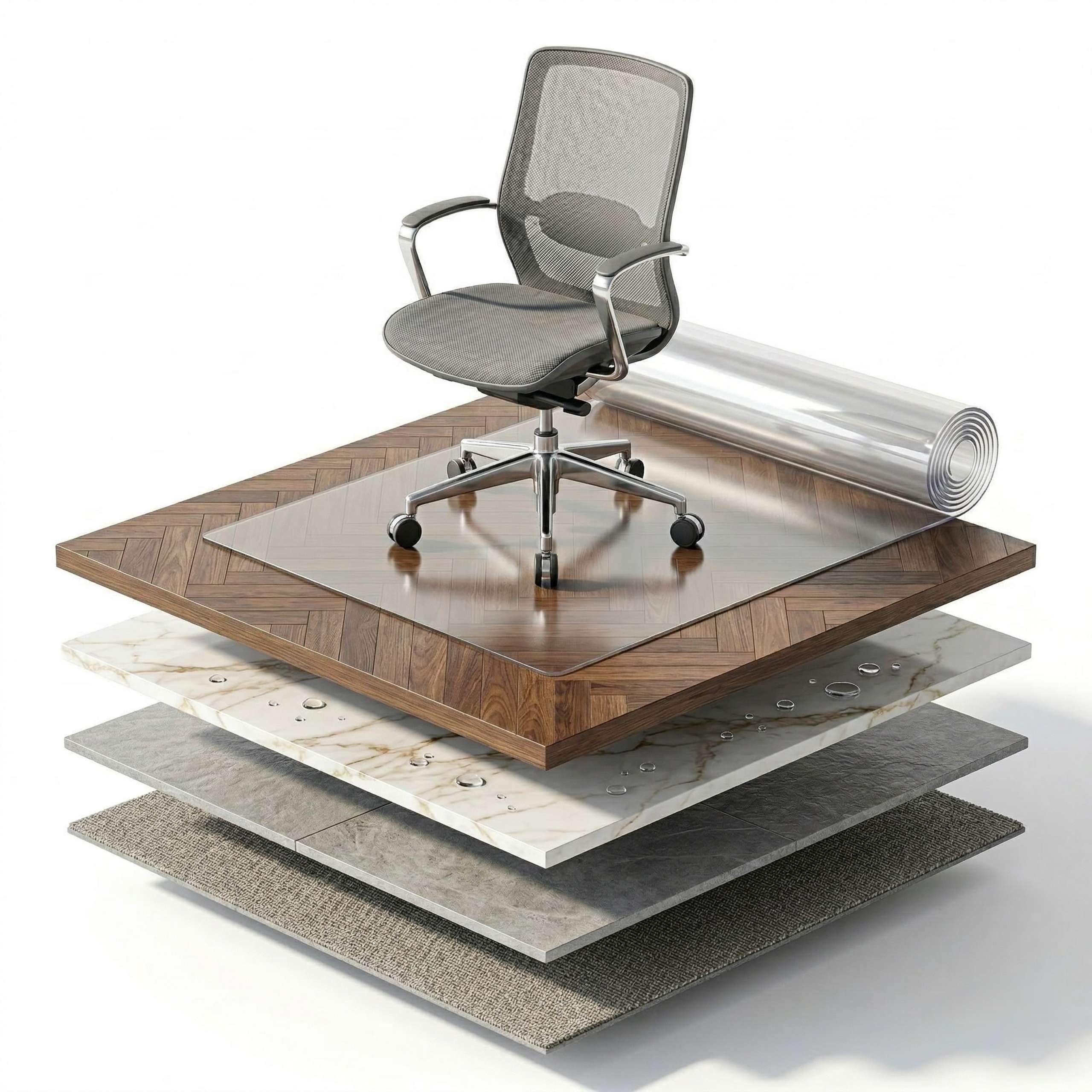 Artwelt Tapis de Sol Transparent 2 mm pour Chaise de Bureau – Protège-Sol Léger pour Bureau à Domicile Taille Personnalisable (120cm X 90cm)