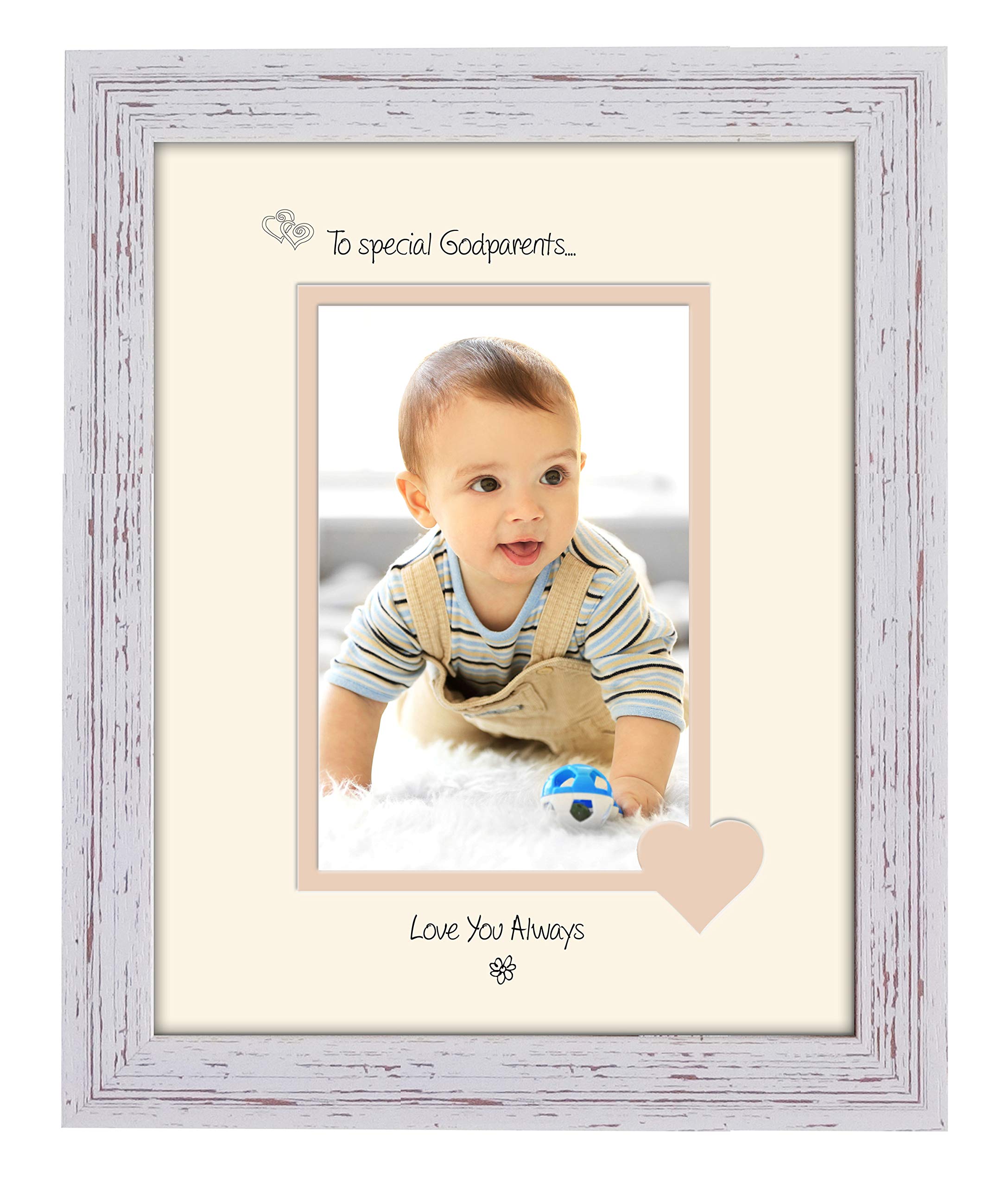 Photos In A Word Shabby Chic Frame Cream Mount Beige Inside Godparents Photo Frame Special Godparents Love You Always Portrait 1076F Double Mounted Quality Gift (Shabby Chic Frame Cream Mount Beige Inside)