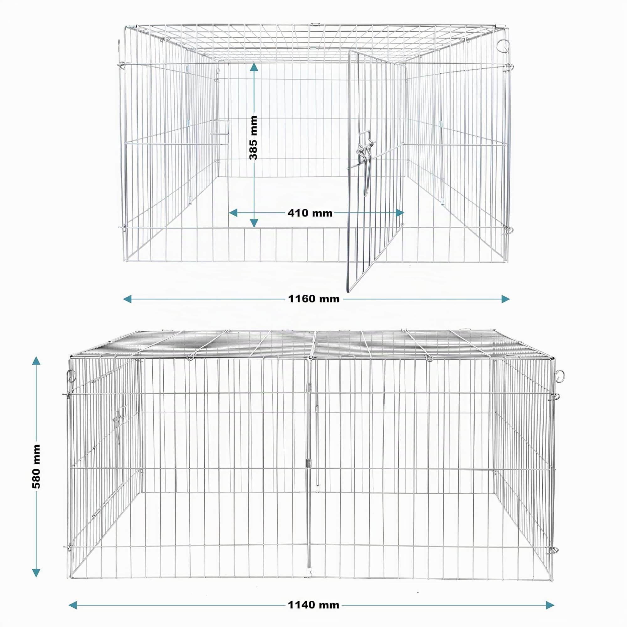 Recinto per piccoli animali 144 x 116 x 58 cm con telo parasole recinzione per conigli e lepri