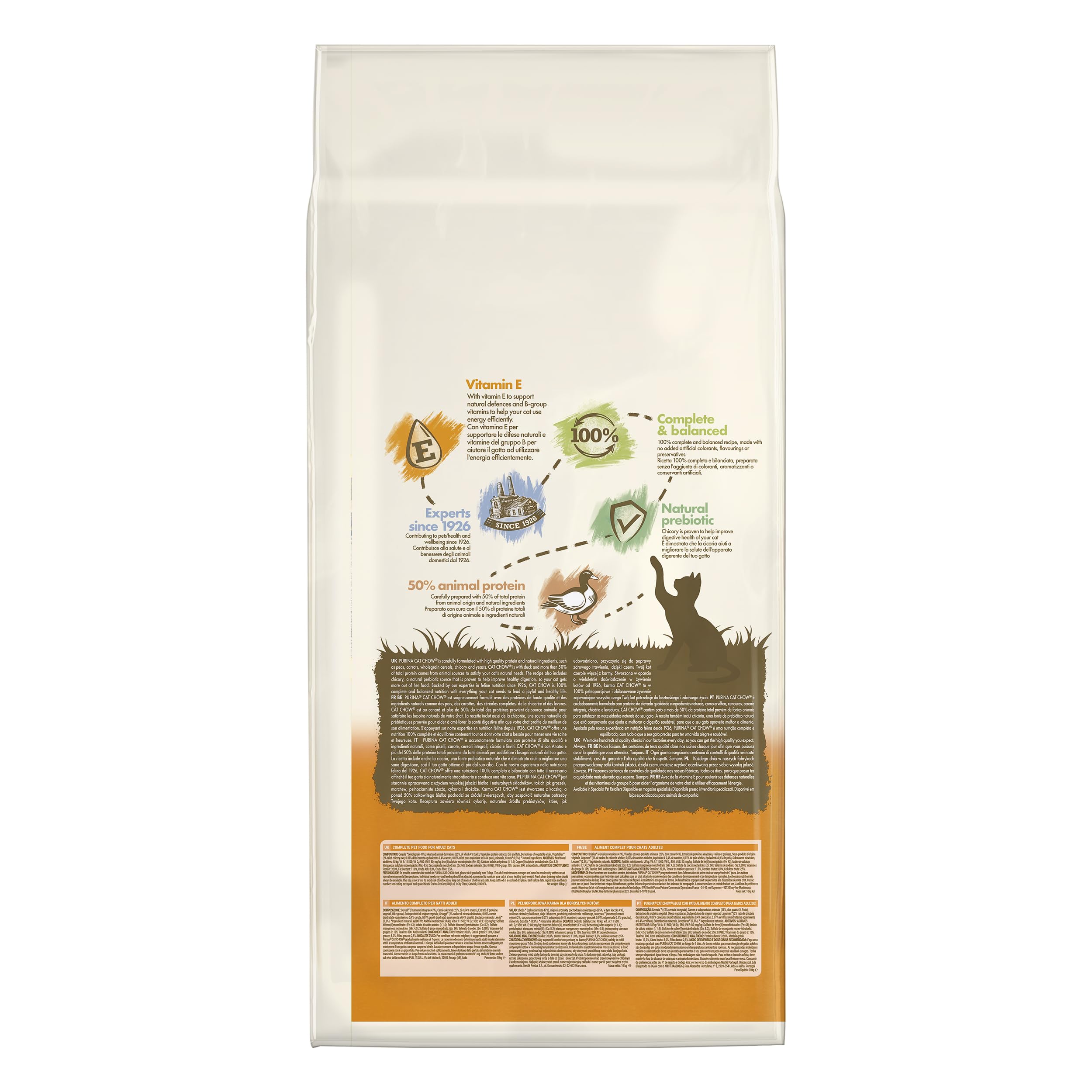 PURINA CAT CHOW | dorośli | sucha karma dla kotów | naturalna | kaczka | 10 kg | torba