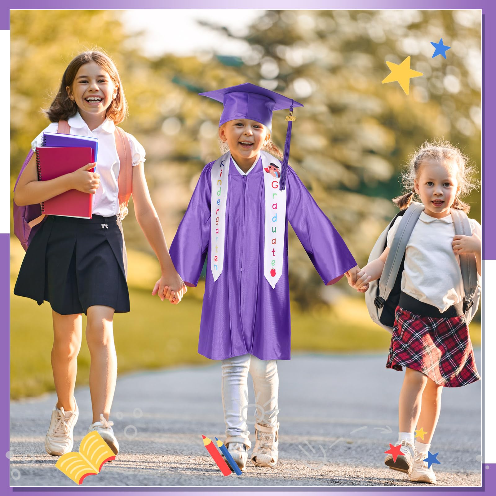 Graduation Gown Kids 2025 Kindergarten Graduation Cap & Gown Set With Tassel & Stole - Unisex Toddler/Preschool Graduation Outfit Unisex Kids Graduation Robe