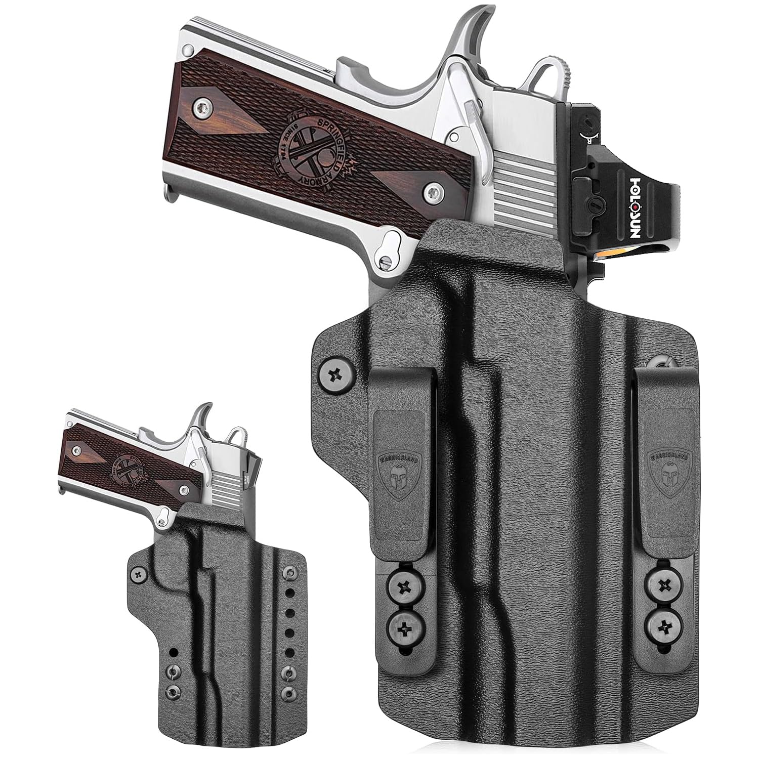 WARRIORLAND IWB & OWB Convertible Holster, Select Fit Glock 43X/ 17/19/ 19X/ 22/23/ 26/31/ 32/43/ 44/45, Taurus G2C/ G3C, 1911 5" No Rail, Sig P320 M17/ M18, Optic Cut & Adj. Ride Height, Right Hand